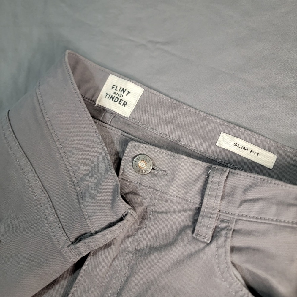 Flint And Tinder Huckberry 365 Pants Men's 36x32 Gray Slim Fit Stretch Chino